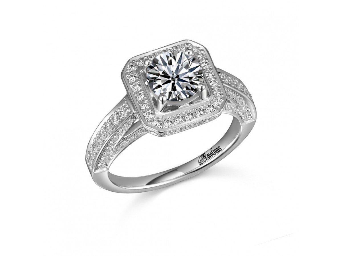 Pave and Prong Round Diamond Engagement Ring Allison's Custom Jewelry