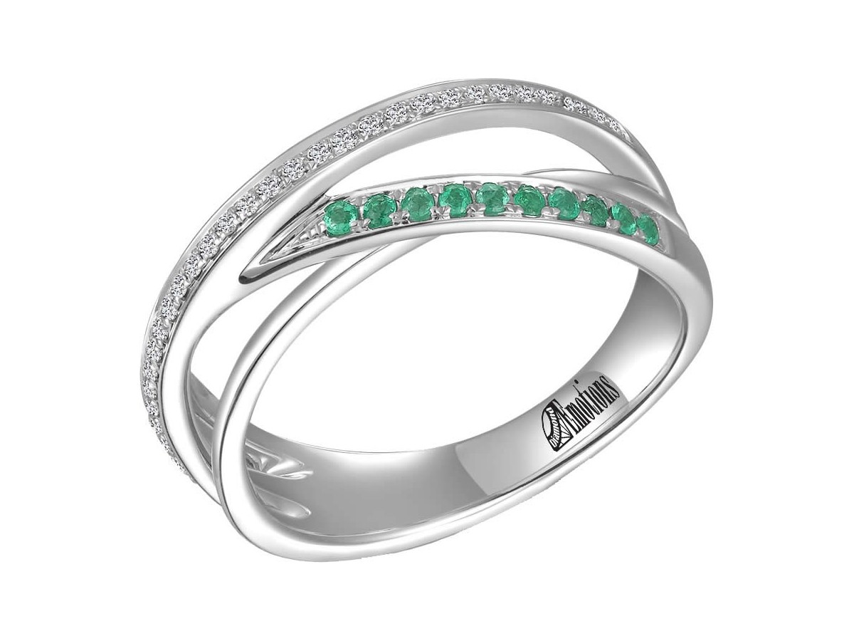 Channel Set Diamond and Emerald Wedding Ring Allison's Custom Jewelry